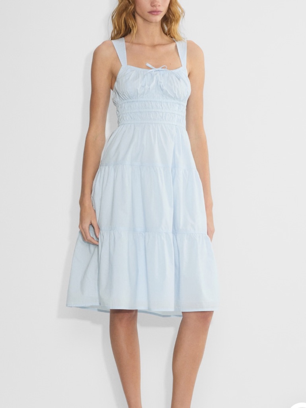 Aritzia Poplin Midi Dress - Light Blue